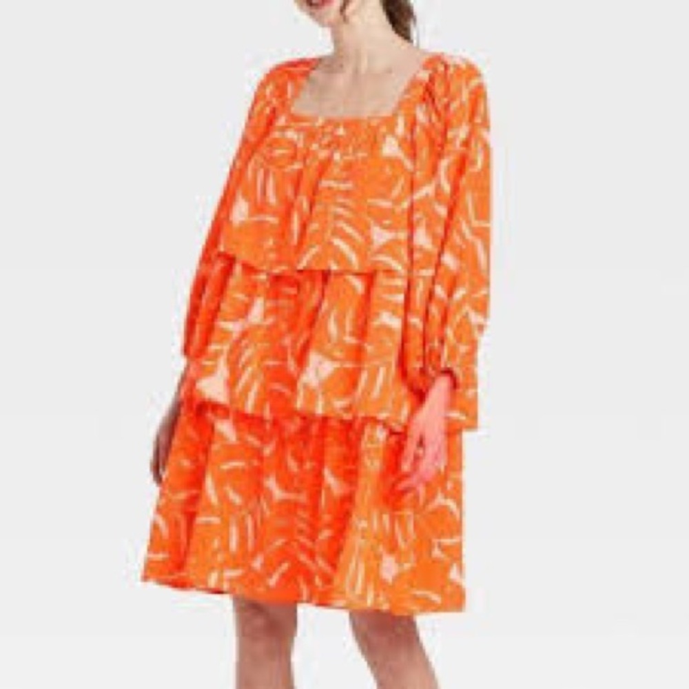 Who What Wear Orange Long‎ Sleeve Dress xl